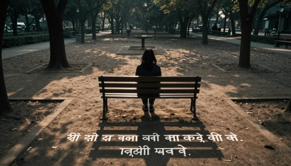 खाली बेंच पर बैठा अकेला व्यक्ति Sad Quotes in Hindi
